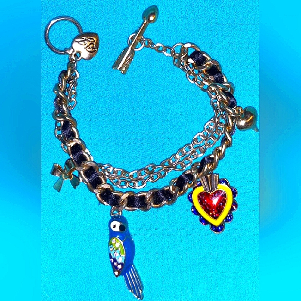 Betsey Johnson Toggle Charm Bracelet(charm enamel glows under blacklight)